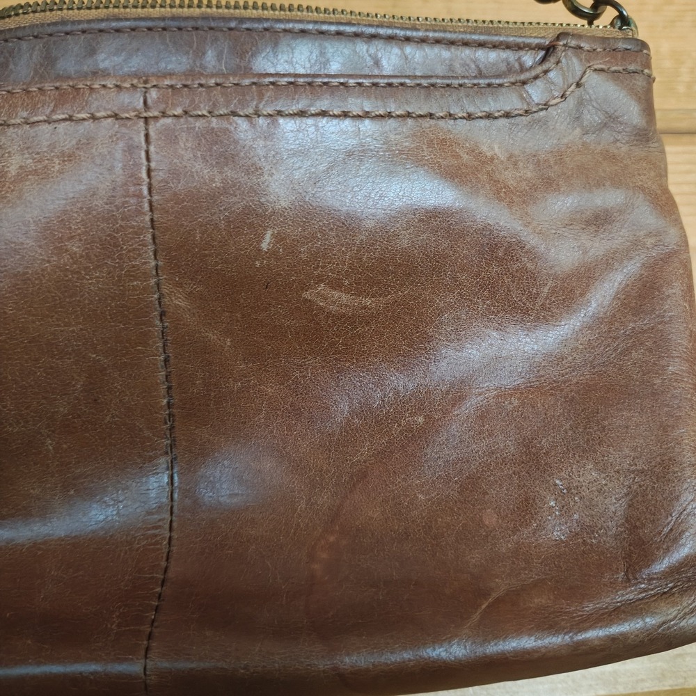 Hobo The Original Glazed Brown Leather Clutch Wristlet Bag ZA4 - Picture 4 of 12